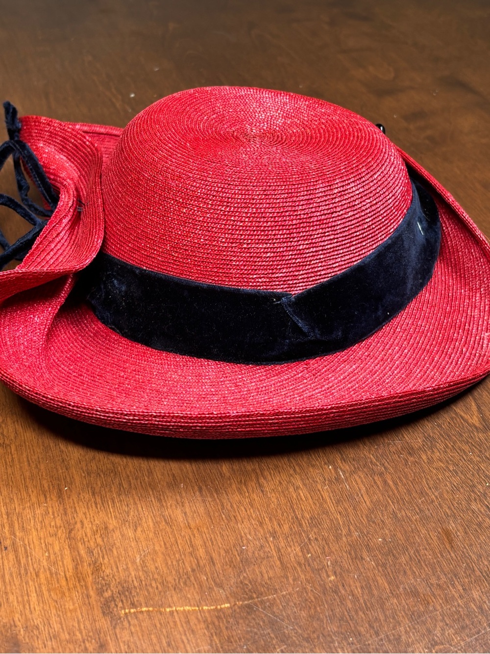 Red Straw Statement Hat - Picture 2 of 5